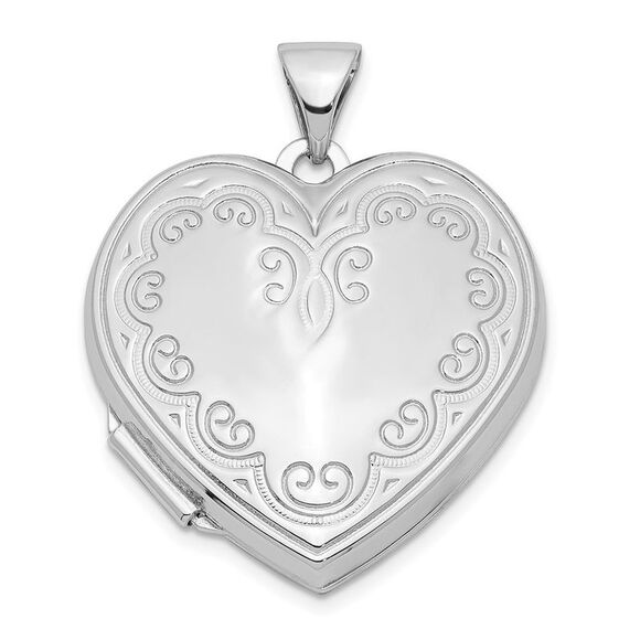Sterling Silver 21mm Ornate Heart Locket - Picture 1 of 6